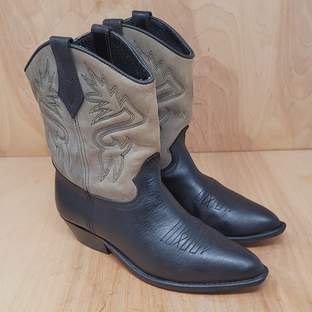 Dingo Womens Boots Size 6 M‎ Cowgirl Black Gray Leather Mid Calf Casual